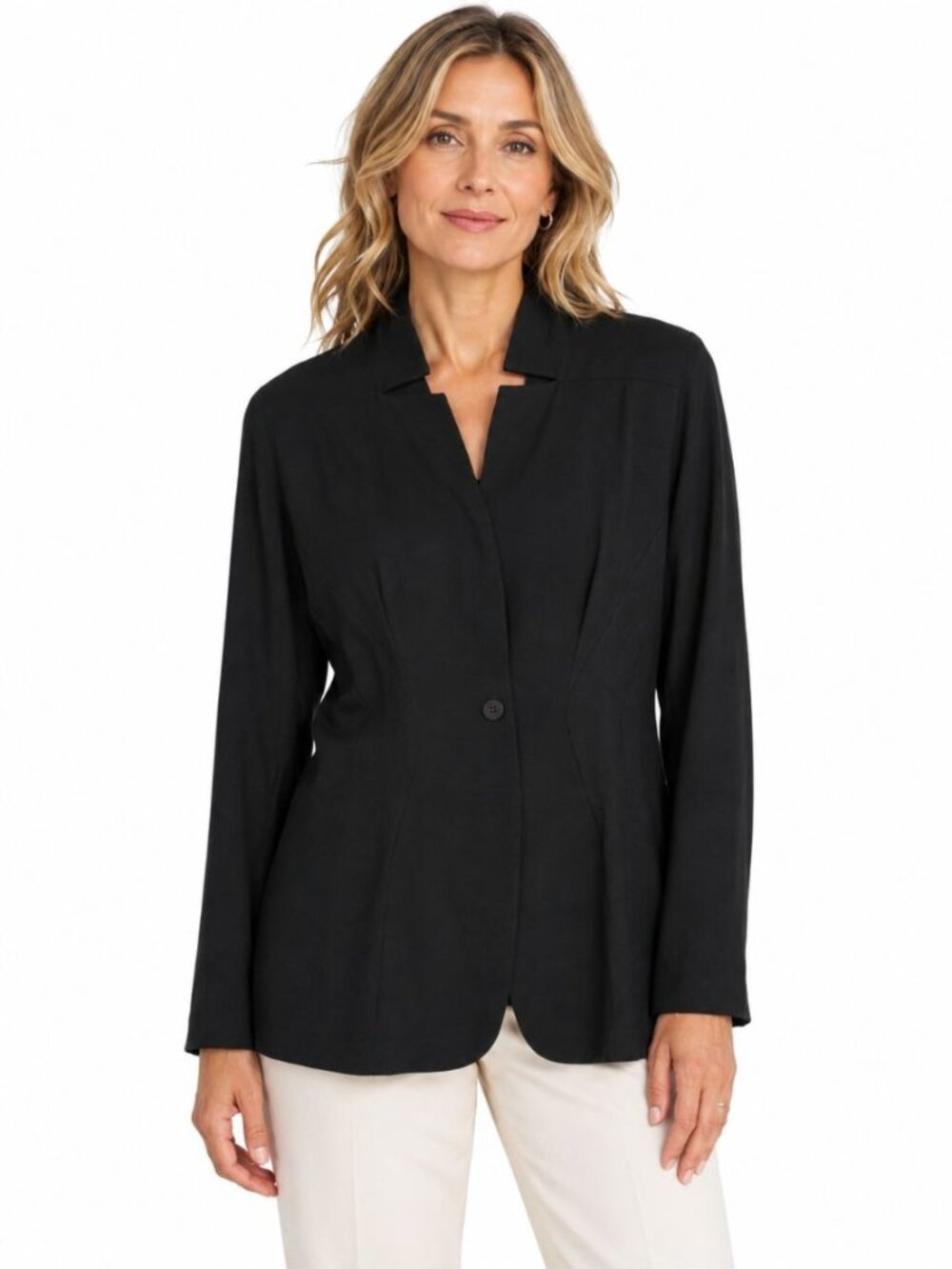Vintage Byron Lars Womens 100% Wool Blazer Black Tailored Chic Statement Size 12